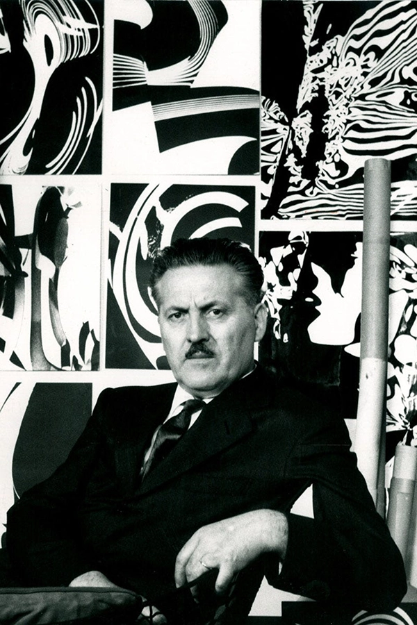 Franco Grignani in his Milan studio