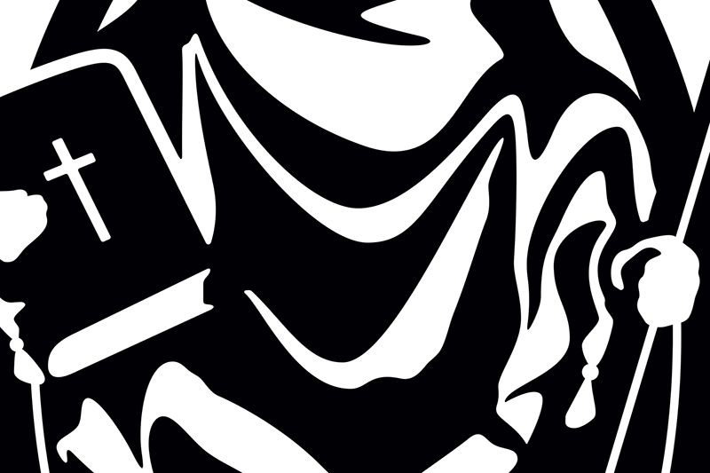 St Giles in the Fields - A closeup of a graphic illustration of the saint